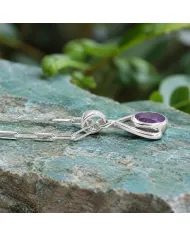 Solitaire Amethyst Purple Gemstone Pendant in 925 Sterling Silver