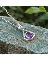 Solitaire Amethyst Purple Gemstone Pendant in 925 Sterling Silver