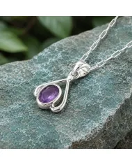Solitaire Amethyst Purple Gemstone Pendant in 925 Sterling Silver