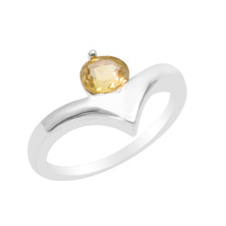 Citrine Gemstone Minimalist Solid Sterling Silver Handmade Ring For Women