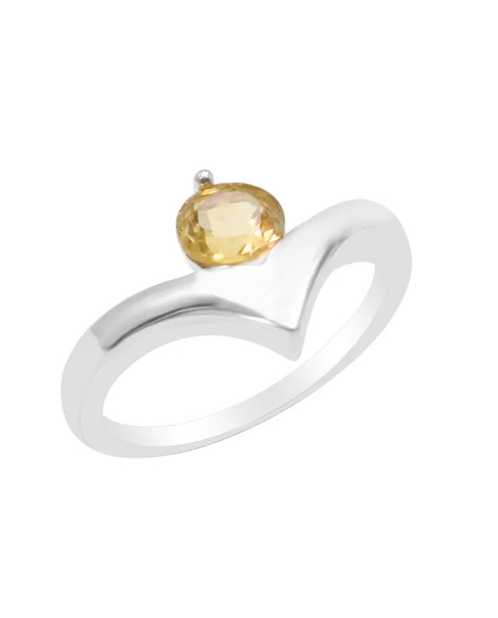 Citrine Gemstone Minimalist Solid Sterling Silver Handmade Ring For Women