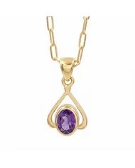Solitaire Amethyst Purple Gemstone Pendant in 925 Sterling Silver