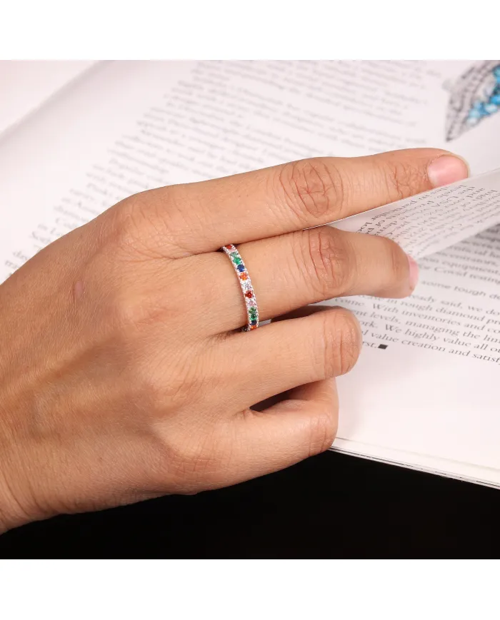 7 Chakra Band Ring - 925 Sterling Silver Meditation & Spiritual Jewelry