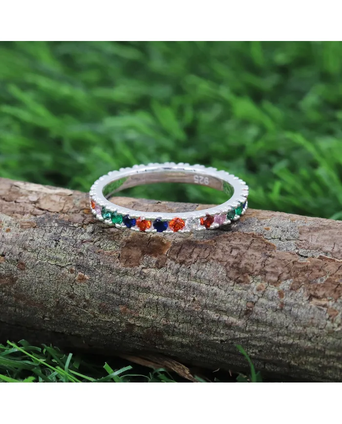 7 Chakra Band Ring - 925 Sterling Silver Meditation & Spiritual Jewelry