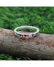7 Chakra Band Ring - 925 Sterling Silver Meditation & Spiritual Jewelry