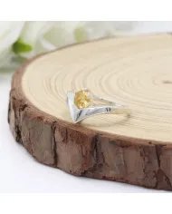Citrine Gemstone Minimalist Solid Sterling Silver Handmade Ring For Women