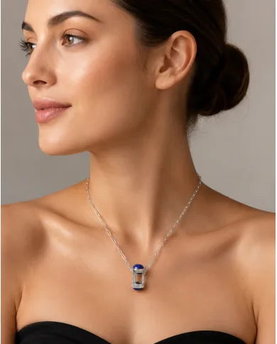 Lapis Lazuli Pendant Necklace - 925 Sterling Silver Gemstone Gift