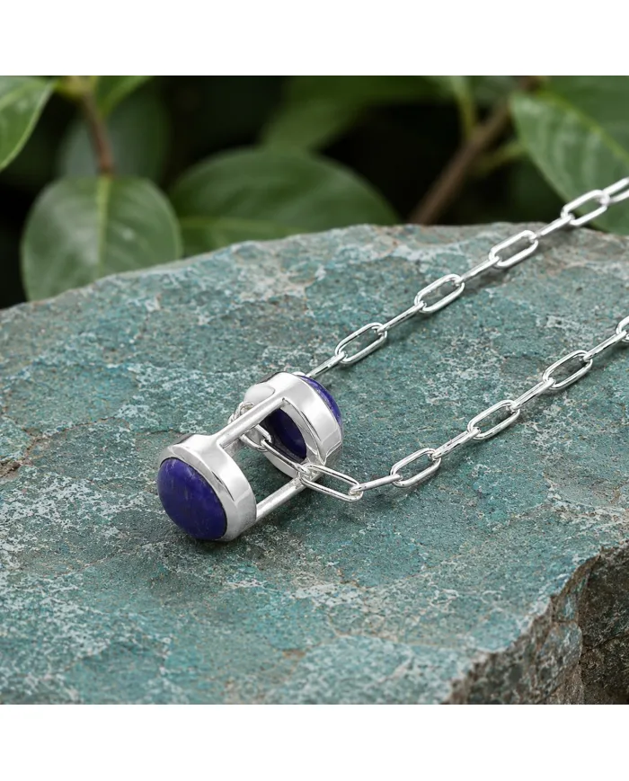 Lapis Lazuli Pendant Necklace - 925 Sterling Silver Gemstone Gift