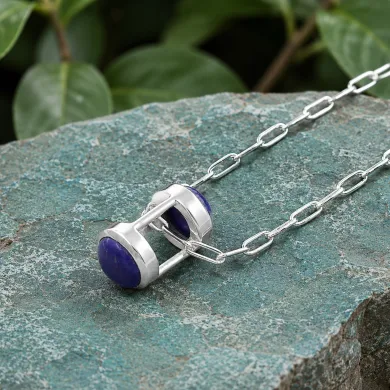 Lapis Lazuli Pendant Necklace - 925 Sterling Silver Gemstone Gift