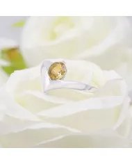 Citrine Gemstone Minimalist Solid Sterling Silver Handmade Ring For Women