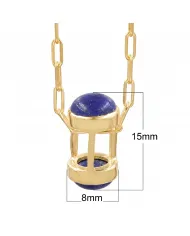 18K Gold Plated Lapis Lazuli Pendant Necklace Sterling Silver Jewelry