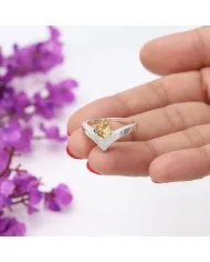 Citrine Gemstone Minimalist Solid Sterling Silver Handmade Ring For Women