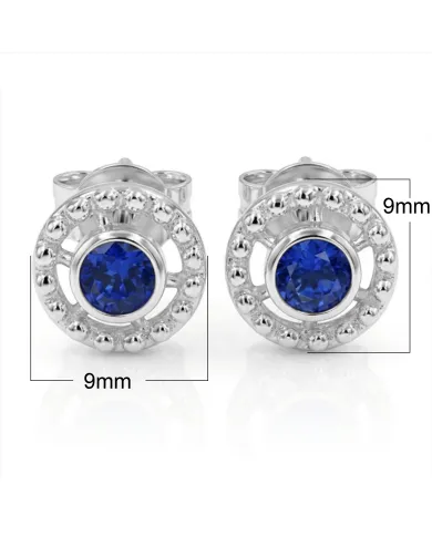 Tanzanite Stud Earrings 925 Silver - Handmade Boho Classic Jewelry