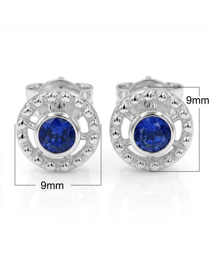 Tanzanite Stud Earrings 925 Silver - Handmade Boho Classic Jewelry