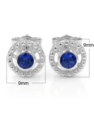 Tanzanite Stud Earrings 925 Silver - Handmade Boho Classic Jewelry