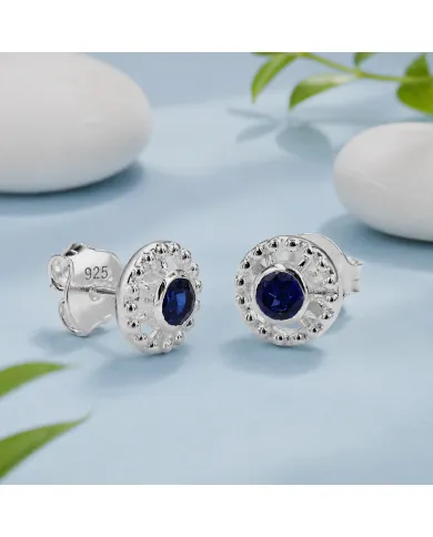 Tanzanite Stud Earrings 925 Silver - Handmade Boho Classic Jewelry