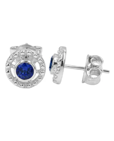 Tanzanite Stud Earrings 925 Silver - Handmade Boho Classic Jewelry