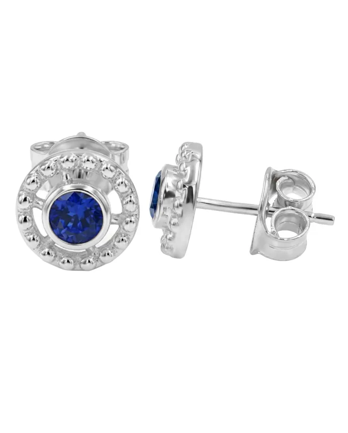 Tanzanite Stud Earrings 925 Silver - Handmade Boho Classic Jewelry
