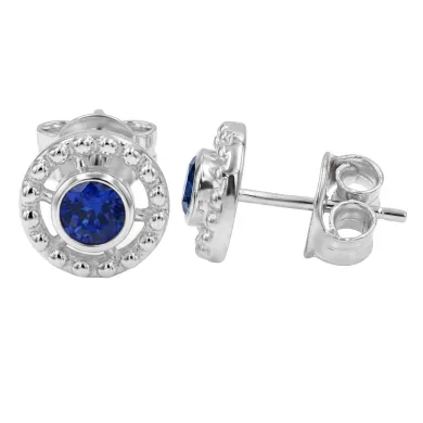Tanzanite Stud Earrings 925 Silver - Handmade Boho Classic Jewelry