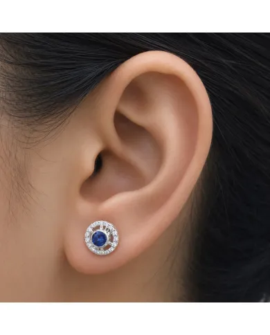Tanzanite Stud Earrings 925 Silver - Handmade Boho Classic Jewelry