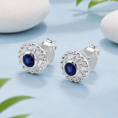 Tanzanite Stud Earrings 925 Silver - Handmade Boho Classic Jewelry