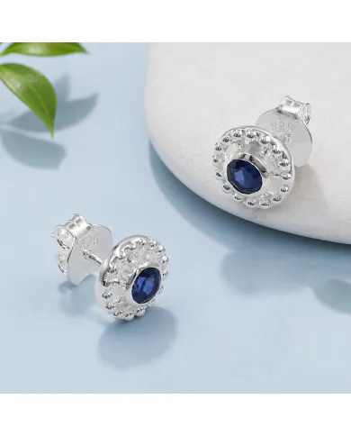 Tanzanite Stud Earrings 925 Silver - Handmade Boho Classic Jewelry