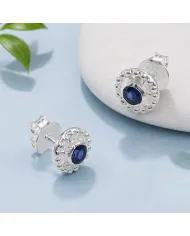 Tanzanite Stud Earrings 925 Silver - Handmade Boho Classic Jewelry