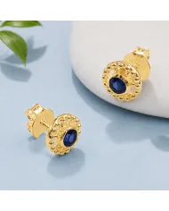 Tanzanite Stud Earrings – Handmade 18K Gold Plated Classic Design