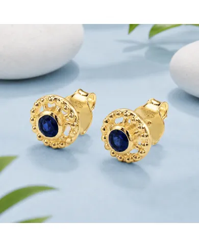 Tanzanite Stud Earrings – Handmade 18K Gold Plated Classic Design