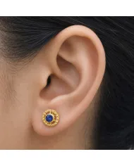 Tanzanite Stud Earrings – Handmade 18K Gold Plated Classic Design