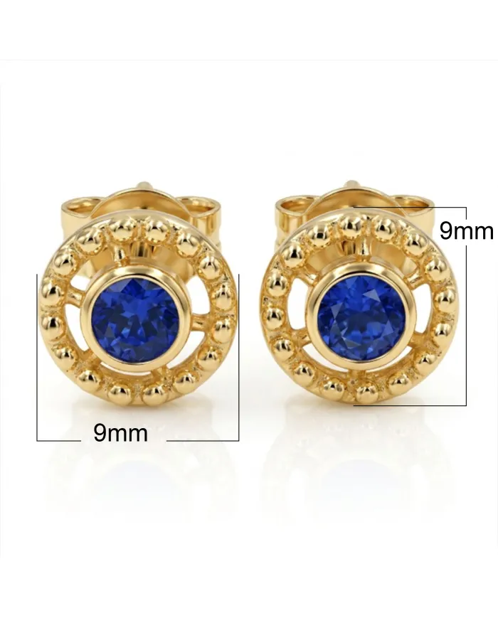 Tanzanite Stud Earrings – Handmade 18K Gold Plated Classic Design