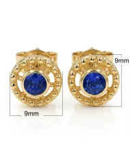 Tanzanite Stud Earrings – Handmade 18K Gold Plated Classic Design