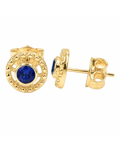 Tanzanite Stud Earrings – Handmade 18K Gold Plated Classic Design