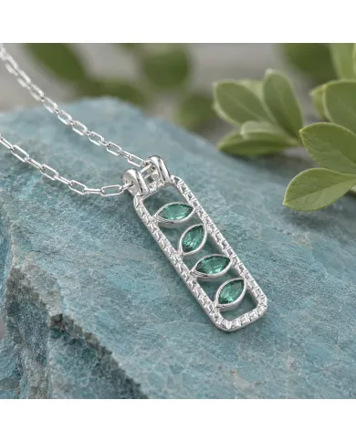 Marquise Cut Emerald Pendant – 925 Sterling Silver Necklace