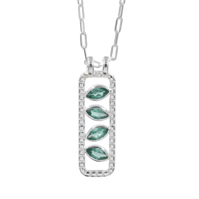 Marquise Cut Emerald Pendant – 925 Sterling Silver Necklace