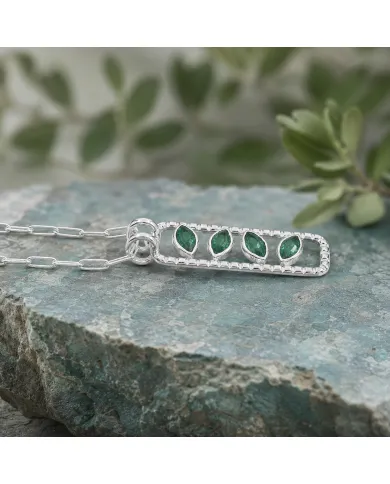 Marquise Cut Emerald Pendant – 925 Sterling Silver Necklace