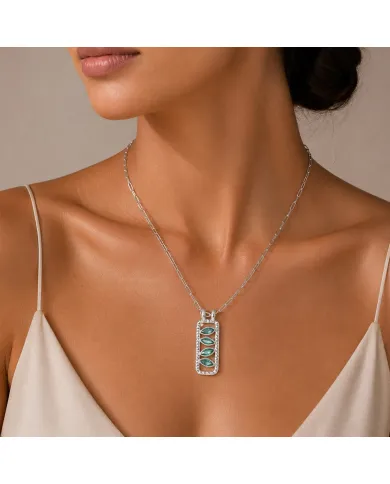 Marquise Cut Emerald Pendant – 925 Sterling Silver Necklace