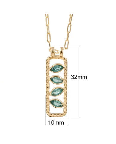 Marquise Cut Emerald Pendant – Handmade 18K Gold Plated Jewelry