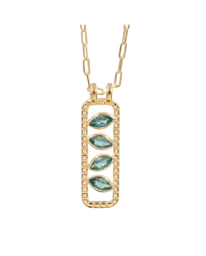 Marquise Cut Emerald Pendant – Handmade 18K Gold Plated Jewelry
