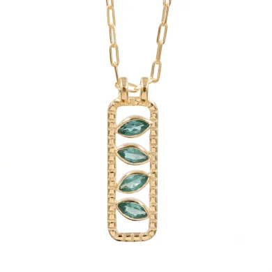 Marquise Cut Emerald Pendant – Handmade 18K Gold Plated Jewelry