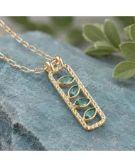 Marquise Cut Emerald Pendant – Handmade 18K Gold Plated Jewelry