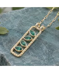Marquise Cut Emerald Pendant – Handmade 18K Gold Plated Jewelry