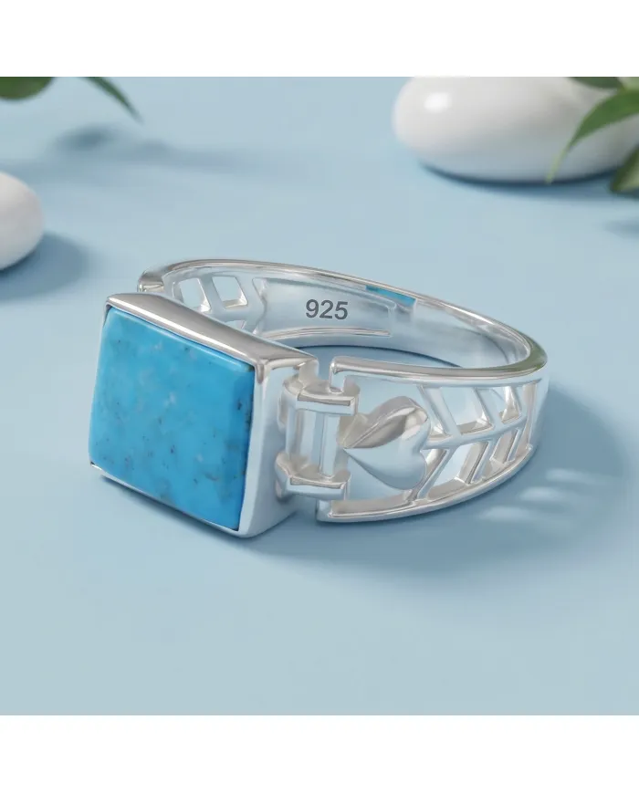 Arizona Turquoise Ring - 925 Sterling Silver Handmade Gemstone Jewelry