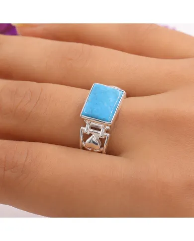 Arizona Turquoise Ring - 925 Sterling Silver Handmade Gemstone Jewelry