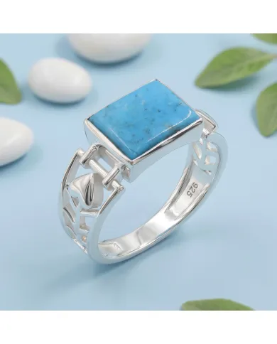 Arizona Turquoise Ring - 925 Sterling Silver Handmade Gemstone Jewelry