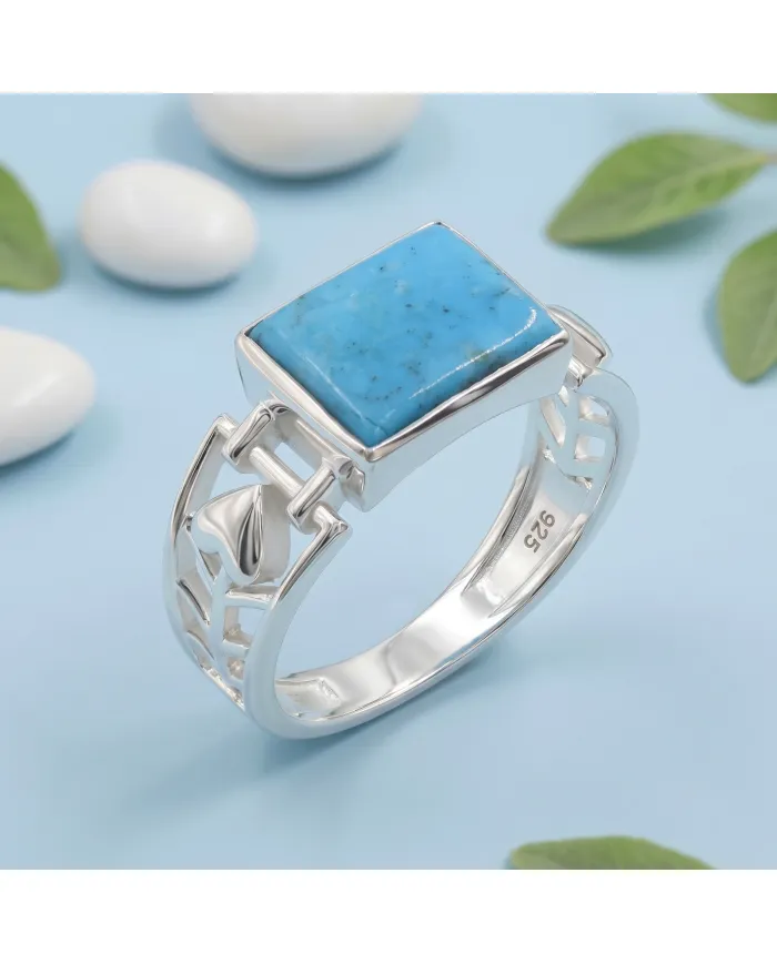 Arizona Turquoise Ring - 925 Sterling Silver Handmade Gemstone Jewelry