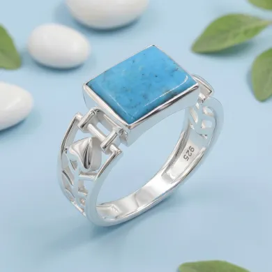 Arizona Turquoise Ring - 925 Sterling Silver Handmade Gemstone Jewelry