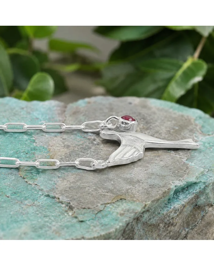 Ruby Bird Pendant Necklace | 925 Sterling Silver Gemstone Jewelry