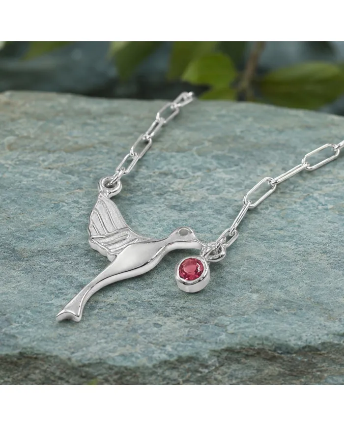 Ruby Bird Pendant Necklace | 925 Sterling Silver Gemstone Jewelry