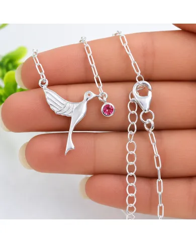Ruby Bird Pendant Necklace | 925 Sterling Silver Gemstone Jewelry